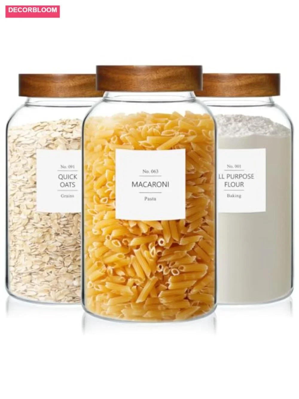 Large 88oz Glass Jars Set of 3 with Airtight Acacia Wood Lids